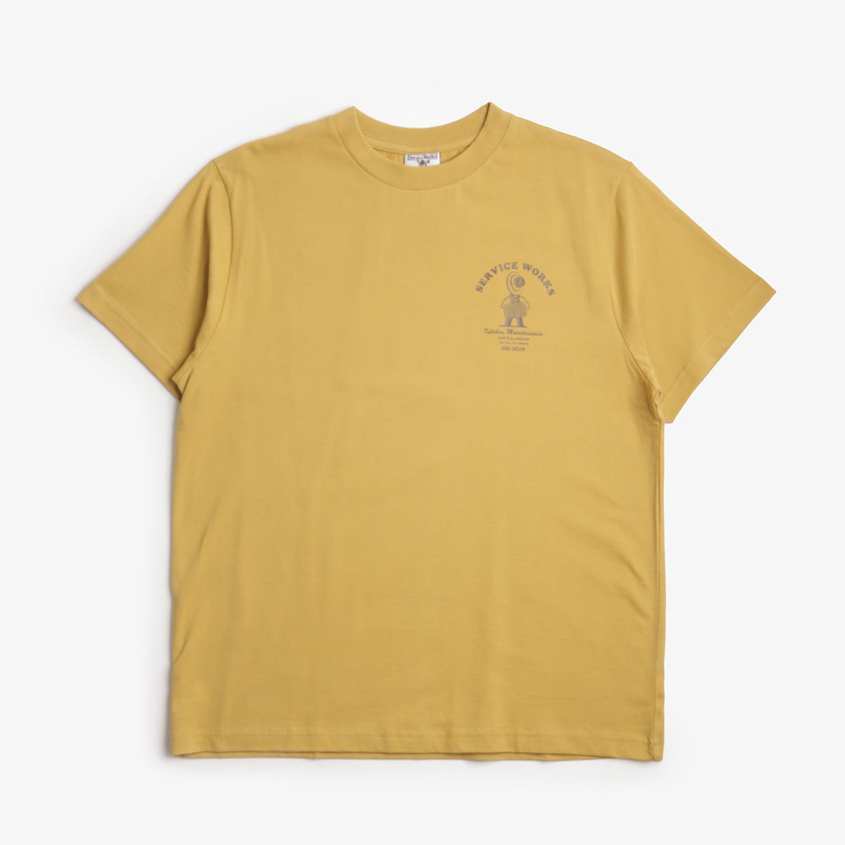 main Service Works Maintenance T-Shirt, Mustard, Detail Shot 1