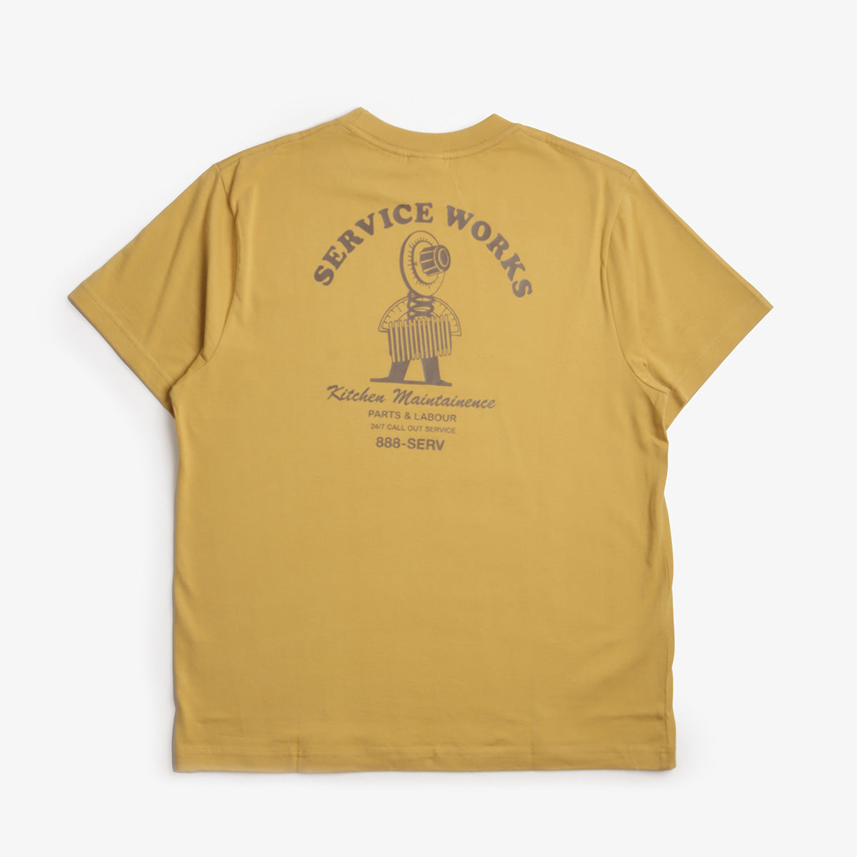 Service Works Maintenance T-Shirt, Mustard, Detail Shot 2