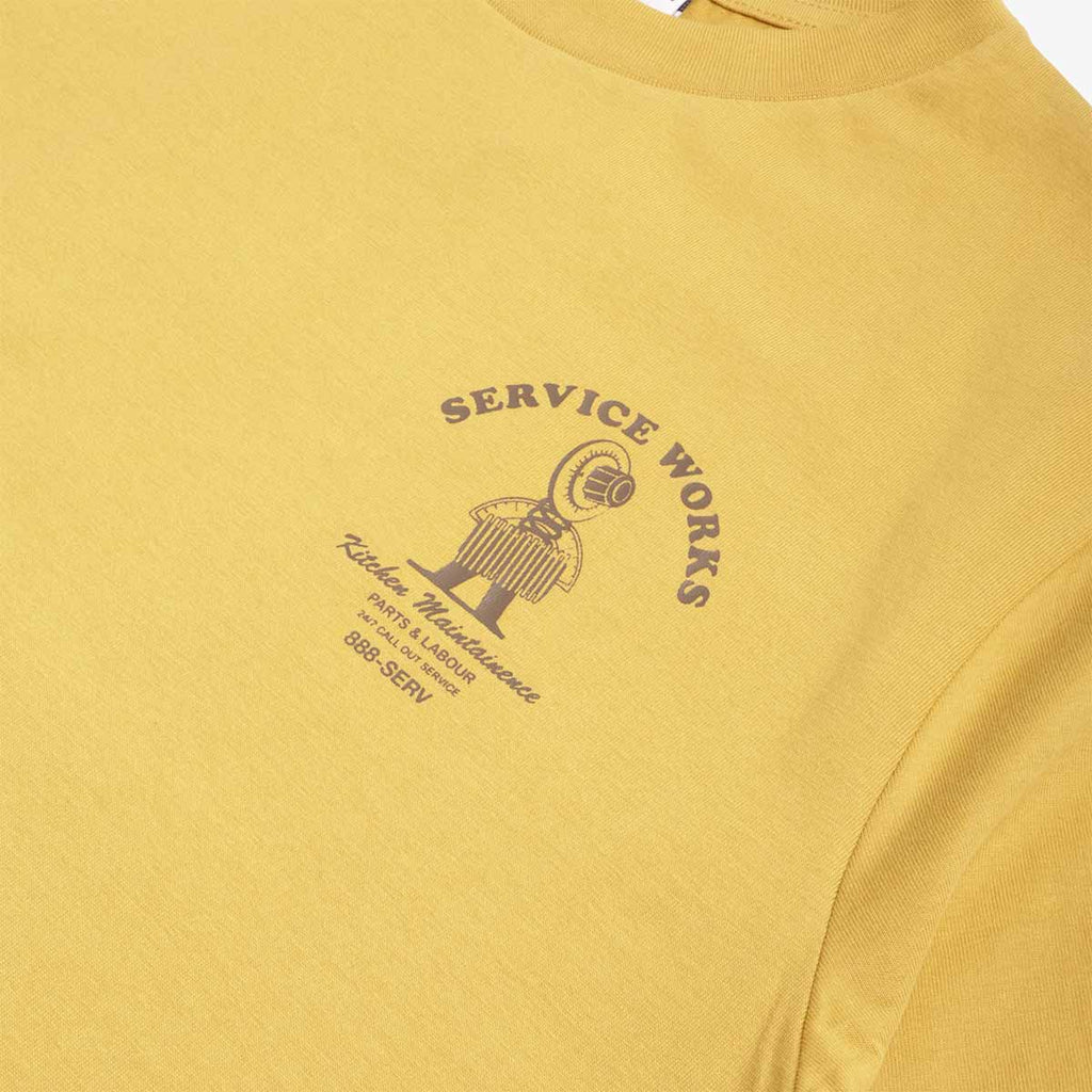 Service Works Maintenance T-Shirt, Mustard, Detail Shot 3