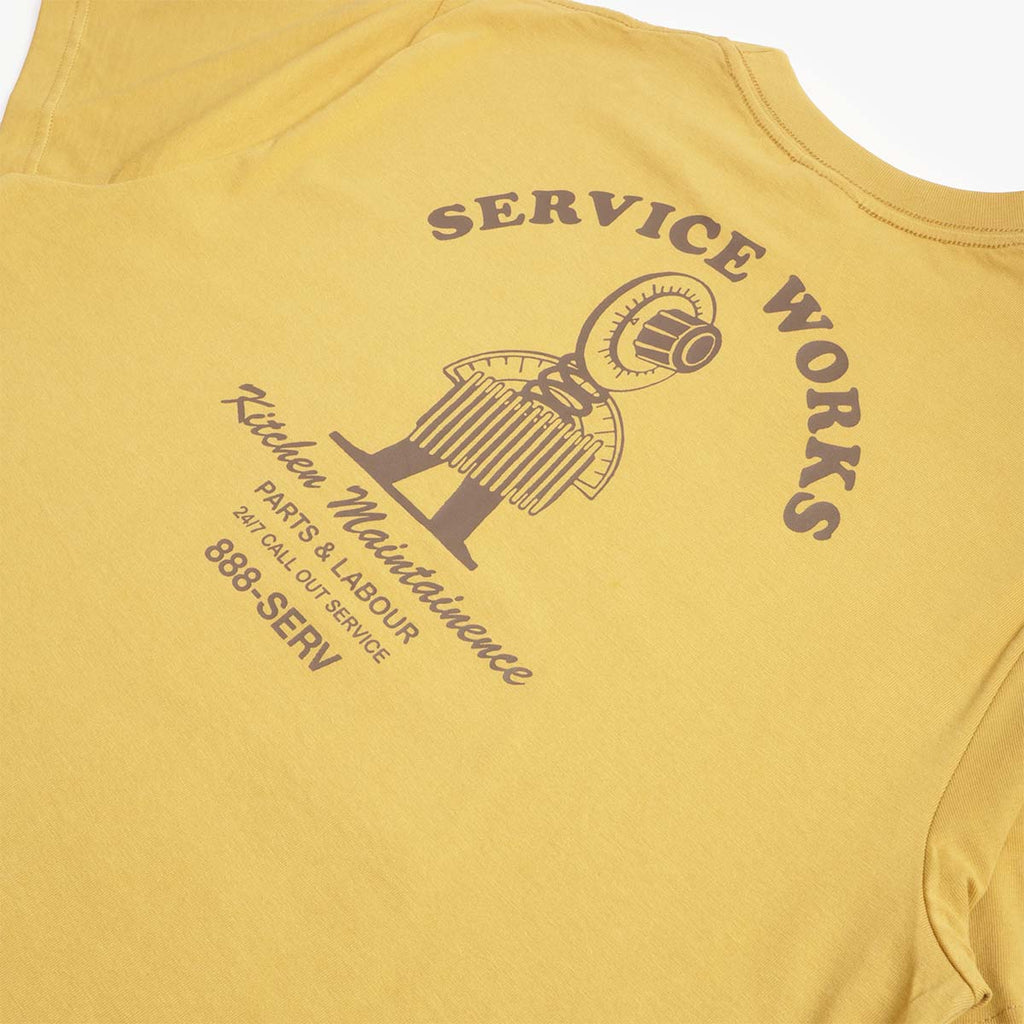 Service Works Maintenance T-Shirt, Mustard, Detail Shot 4