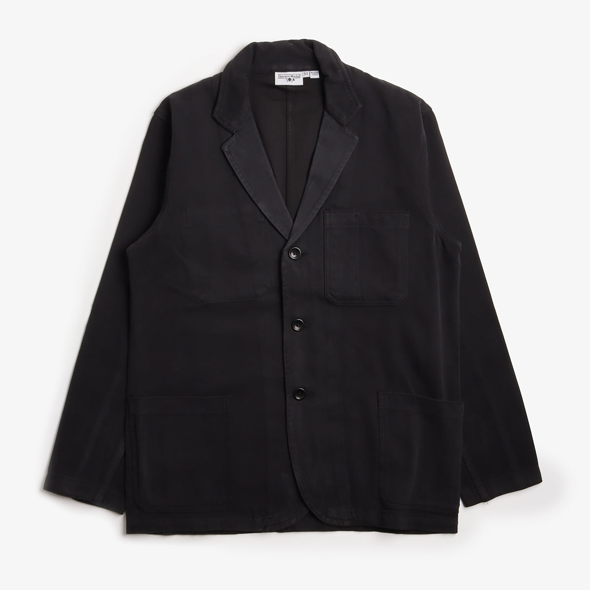 main Service Works Moleskin Server Suit Jacket, Black, Detail Shot 1