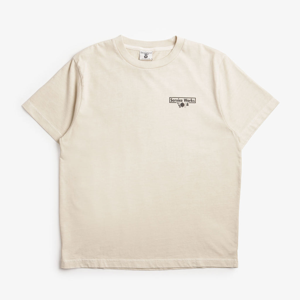 Service Works Pigment Dyed Trademark T-Shirt, Natural, Detail Shot 1