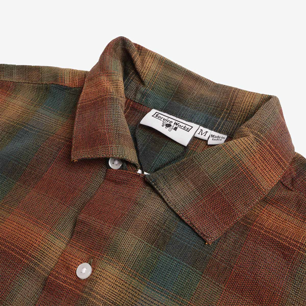 Service Works Plaid Resort Shirt, Brown, Detail Shot 2