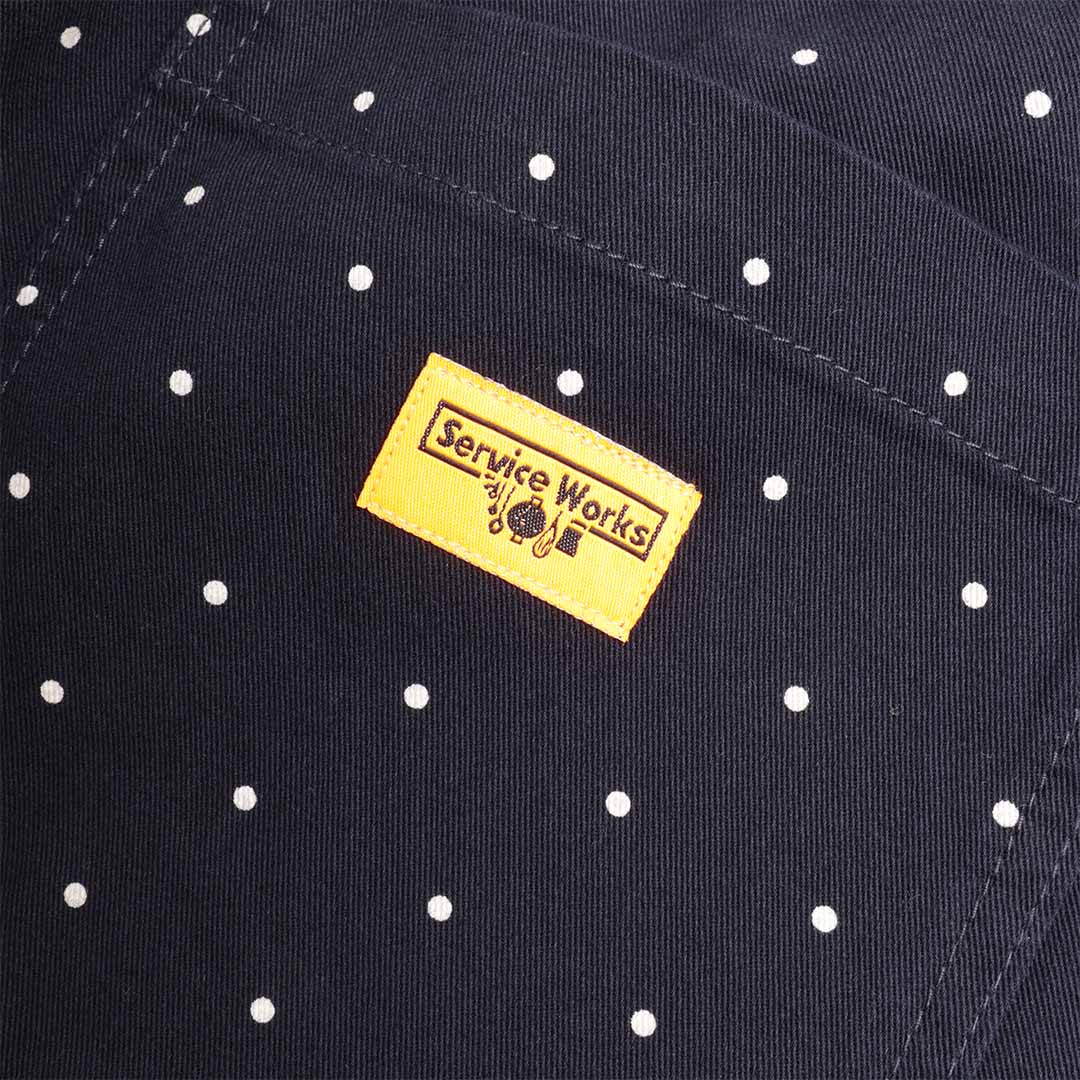 Service Works Polka Dot Chef Shorts, Navy, Detail Shot 5