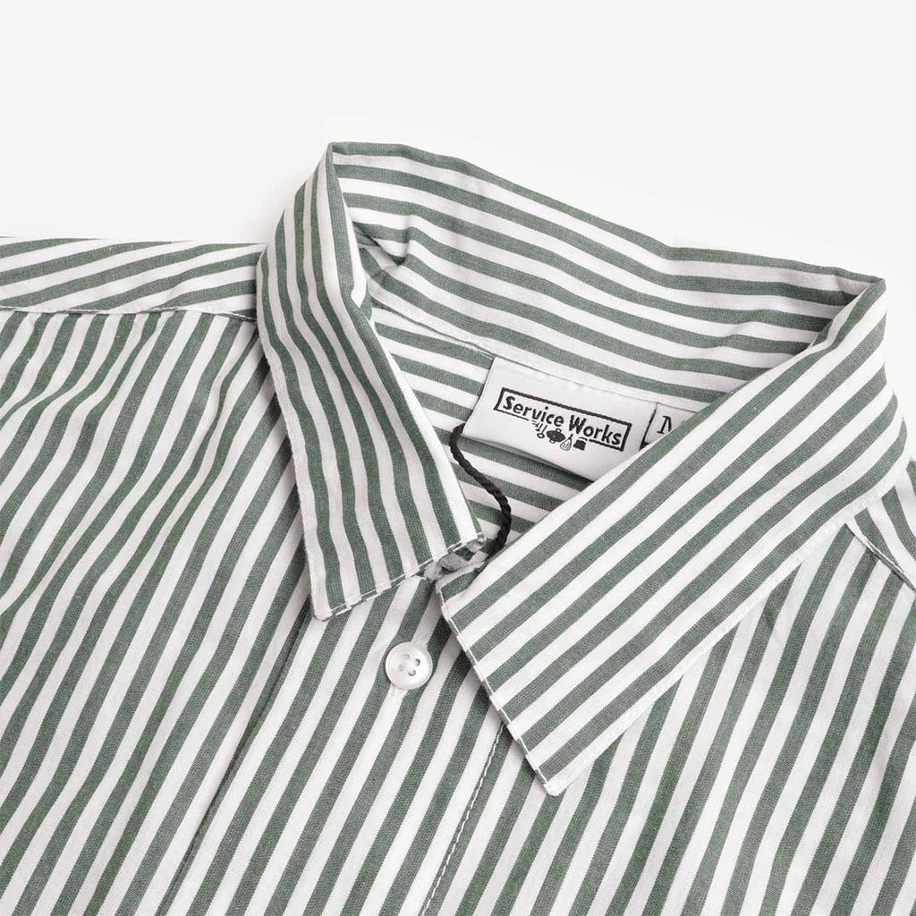 Service Works Poplin Stripe Waiter Shirt, Forest, Detail Shot 2