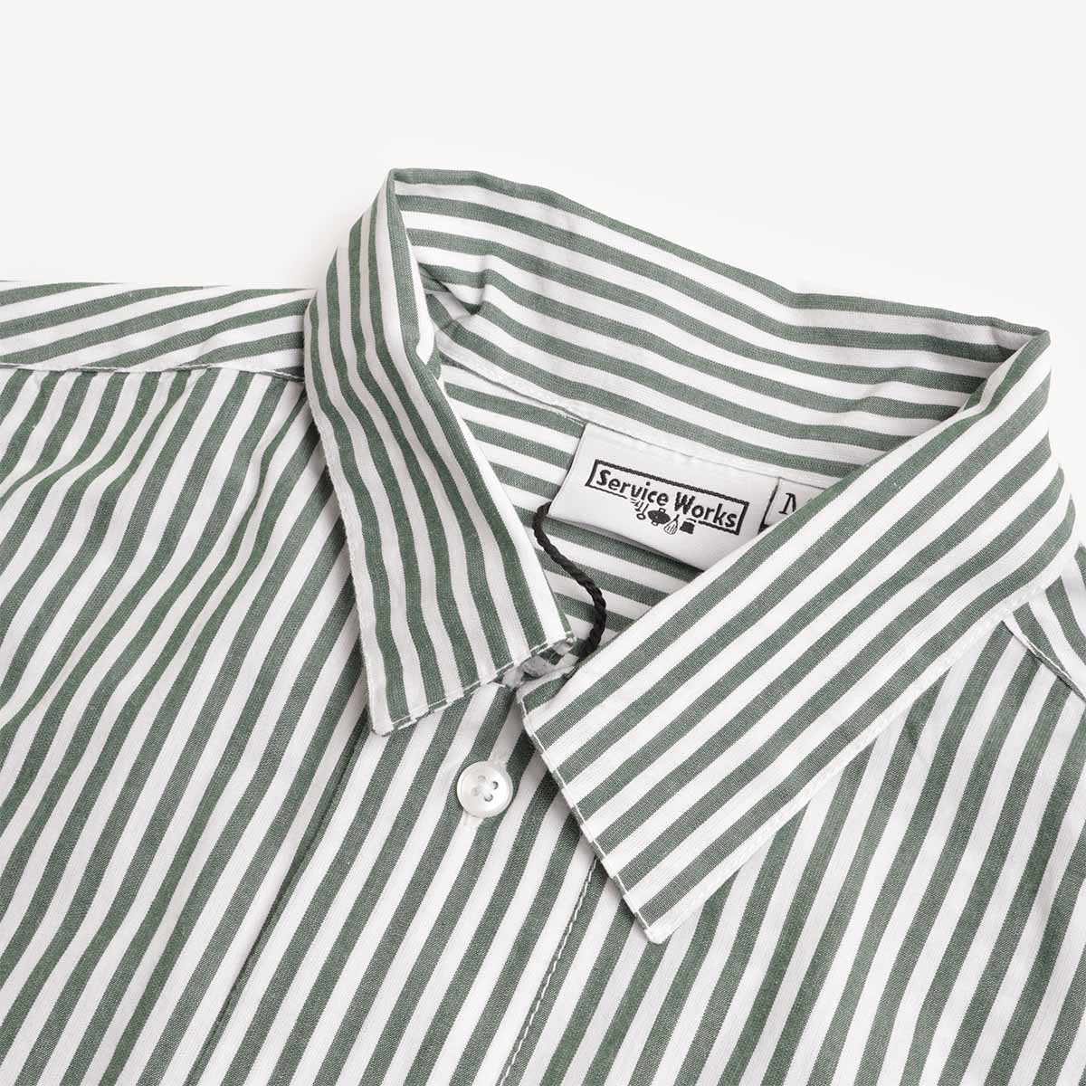 Service Works Poplin Stripe Waiter Shirt, Forest, Detail Shot 2