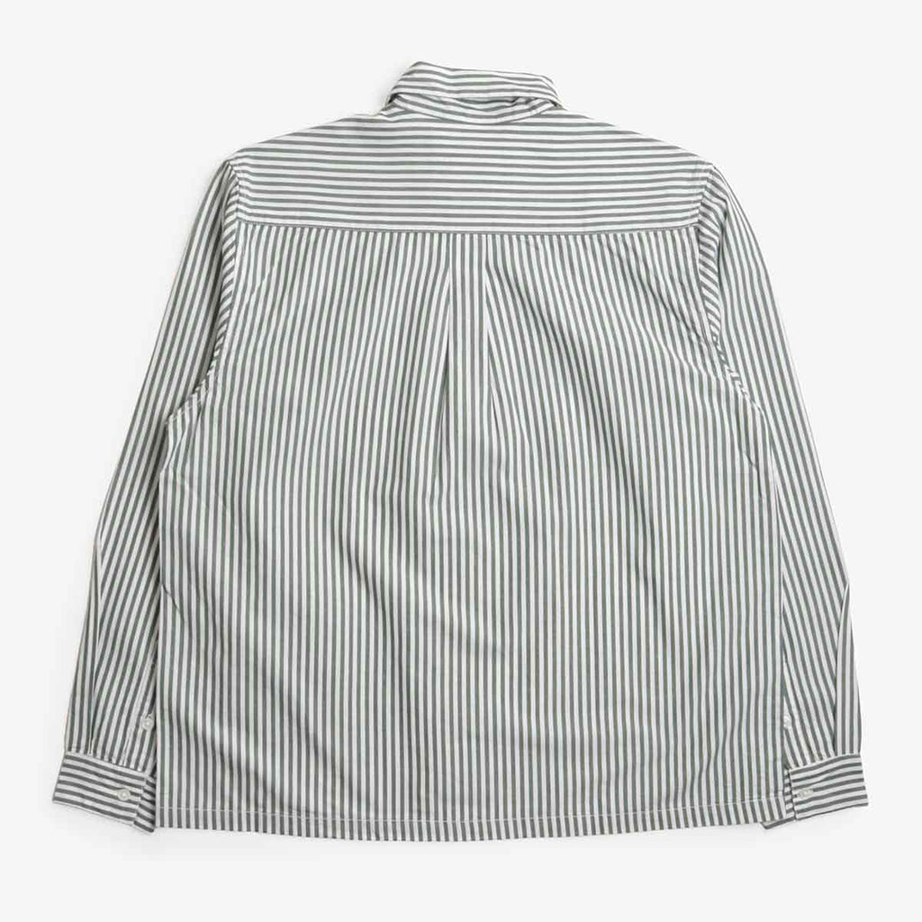 Service Works Poplin Stripe Waiter Shirt, Forest, Detail Shot 4