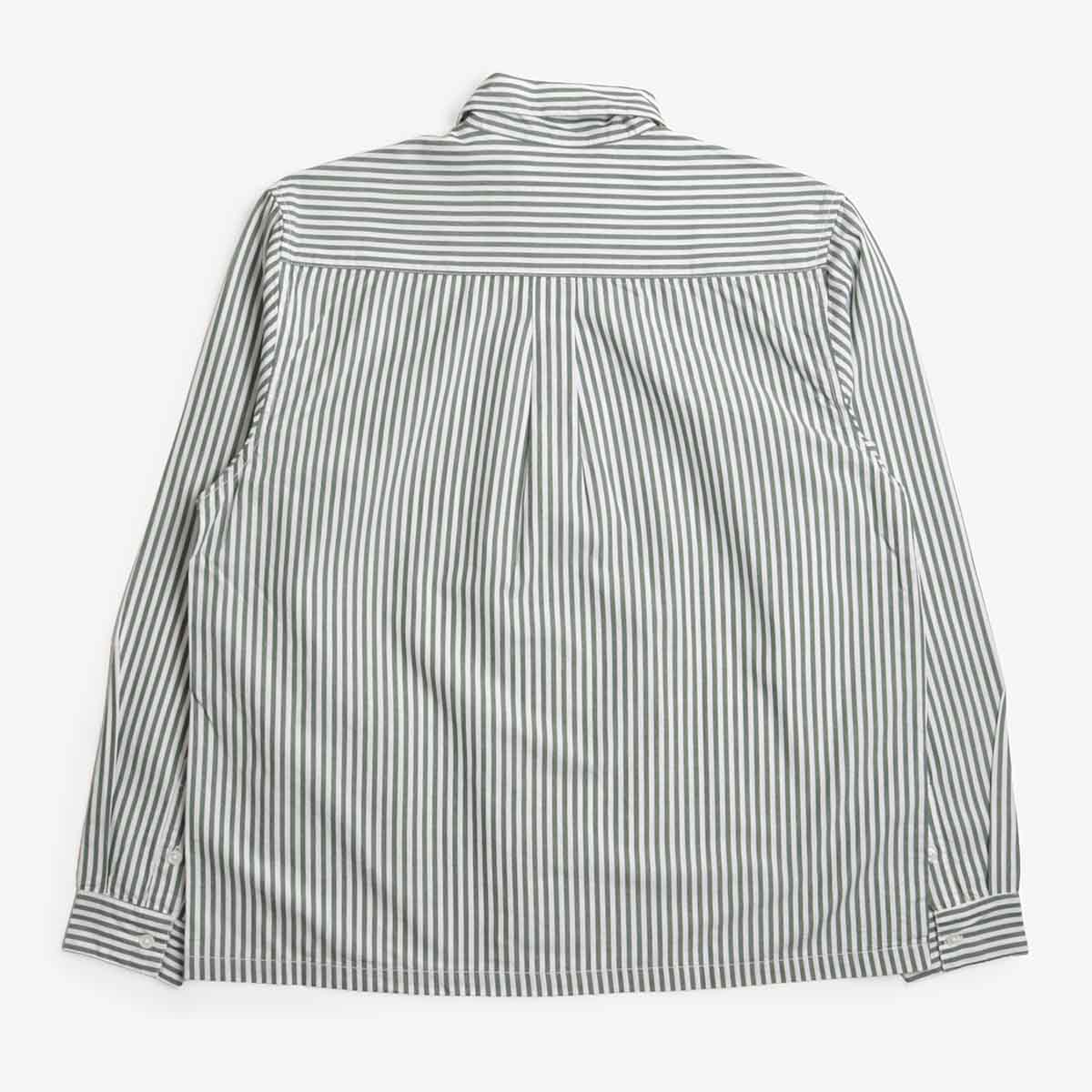 Service Works Poplin Stripe Waiter Shirt, Forest, Detail Shot 4