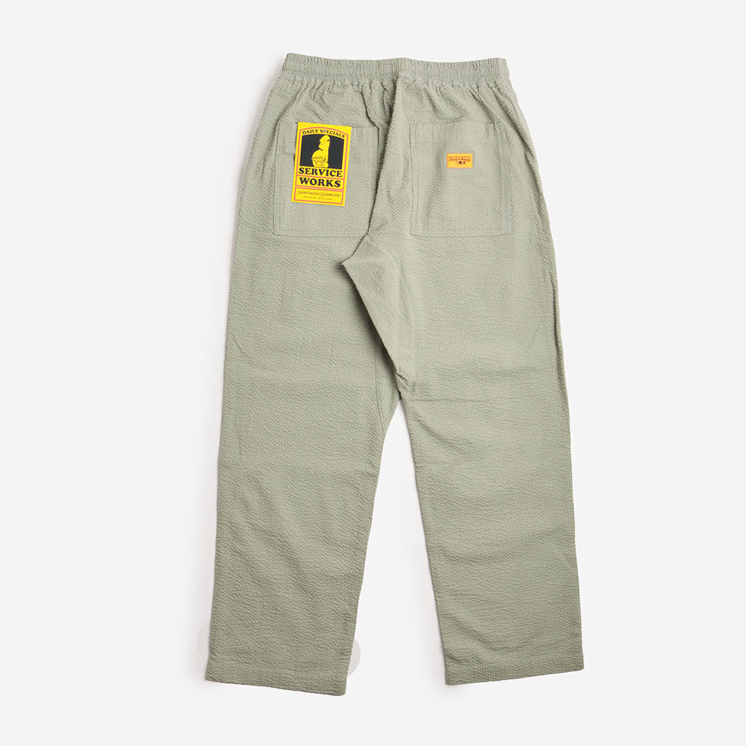 Service Works Seersucker Chef Pants, Sage, Detail Shot 3
