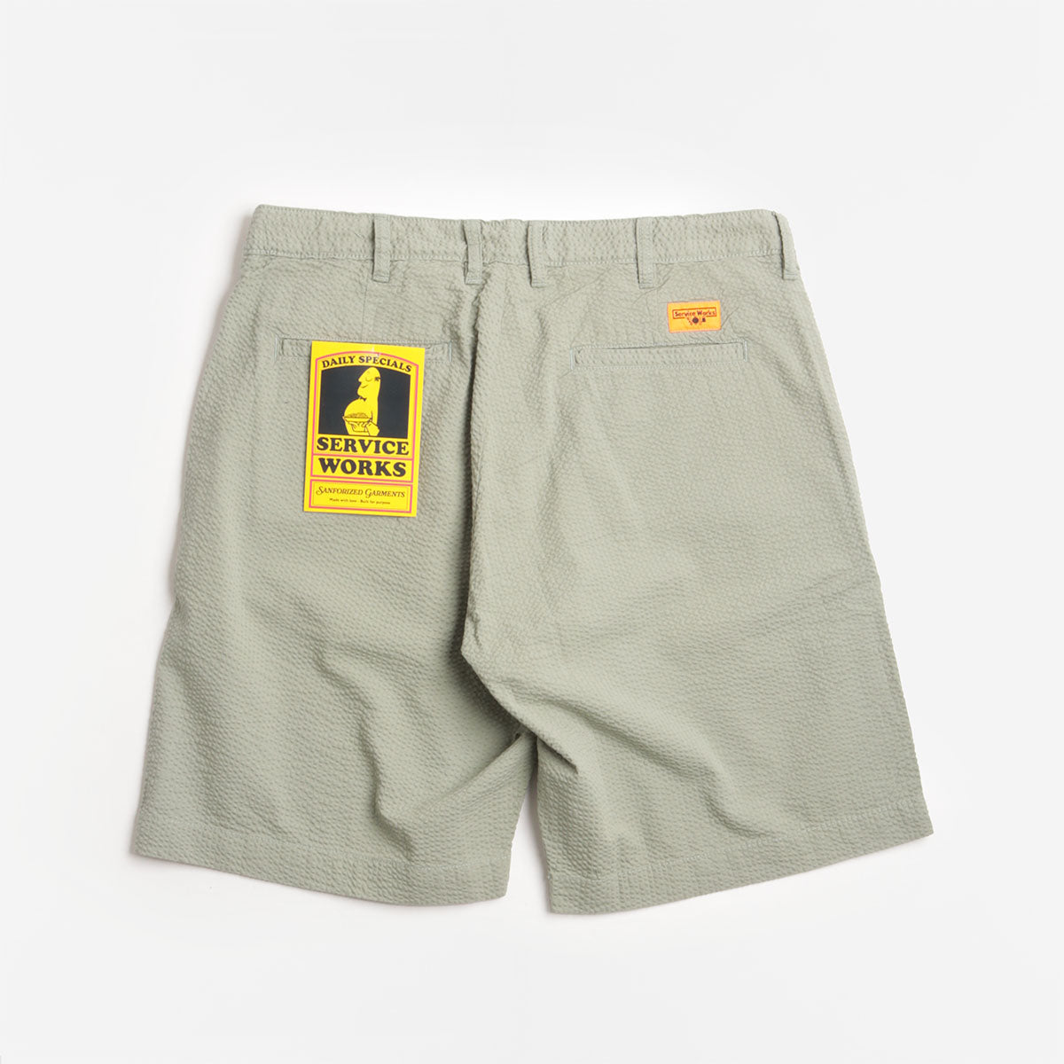 main Service Works Seersucker Part Timer Shorts, Sage, Detail Shot 2