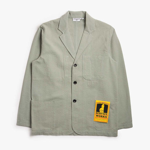 Service Works Seersucker Server Suit Jacket, Sage, Detail Shot 1