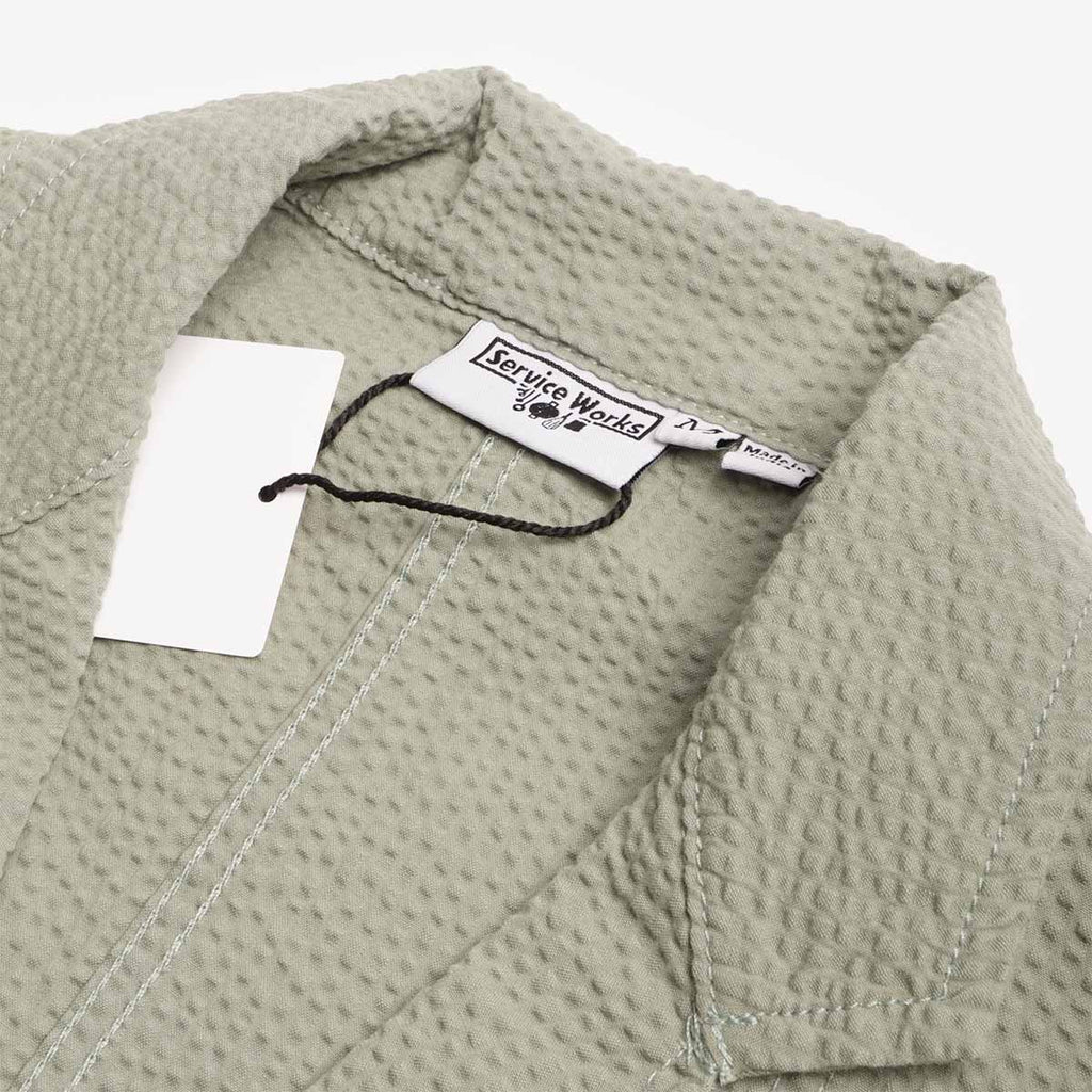 Service Works Seersucker Server Suit Jacket, Sage, Detail Shot 2