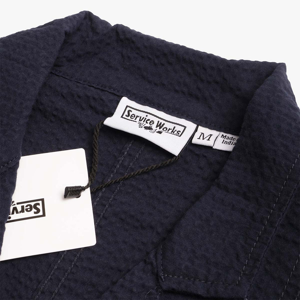 Service Works Seersucker Server Suit Jacket, Dark Navy, Detail Shot 2