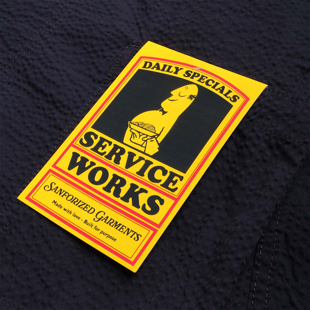 Service Works Seersucker Server Suit Jacket, Dark Navy, Detail Shot 3