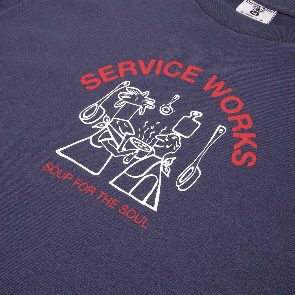 Service Works Soup For The Soul T-Shirt, Navy, Detail Shot 2
