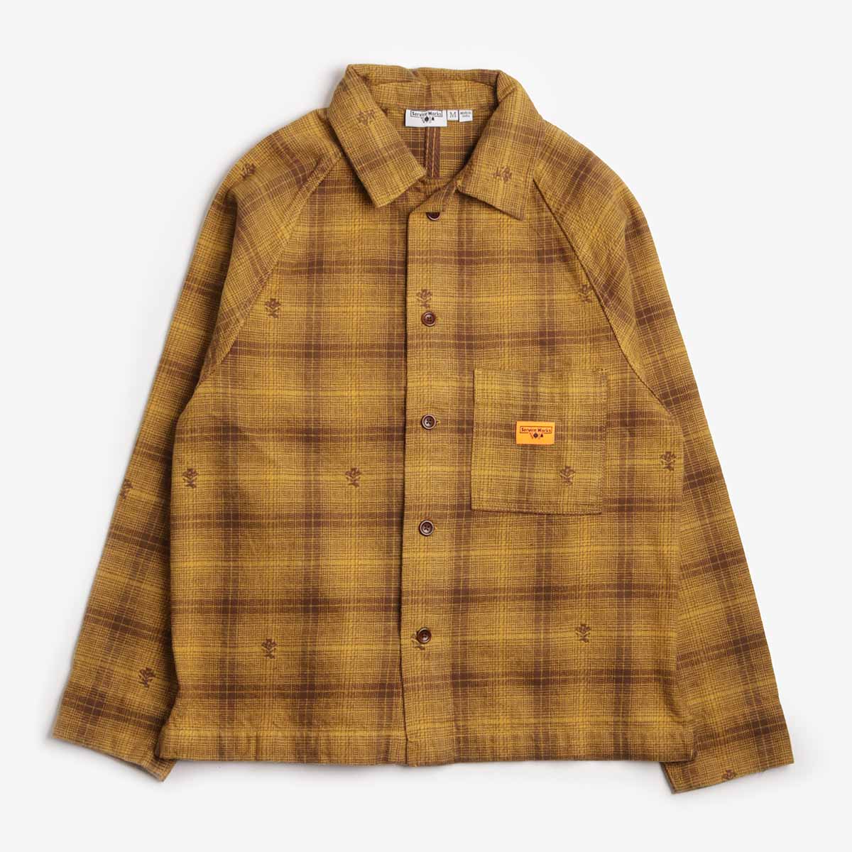 main Service Works Thistle Plaid FOH Jacket, Ochre, Detail Shot 1