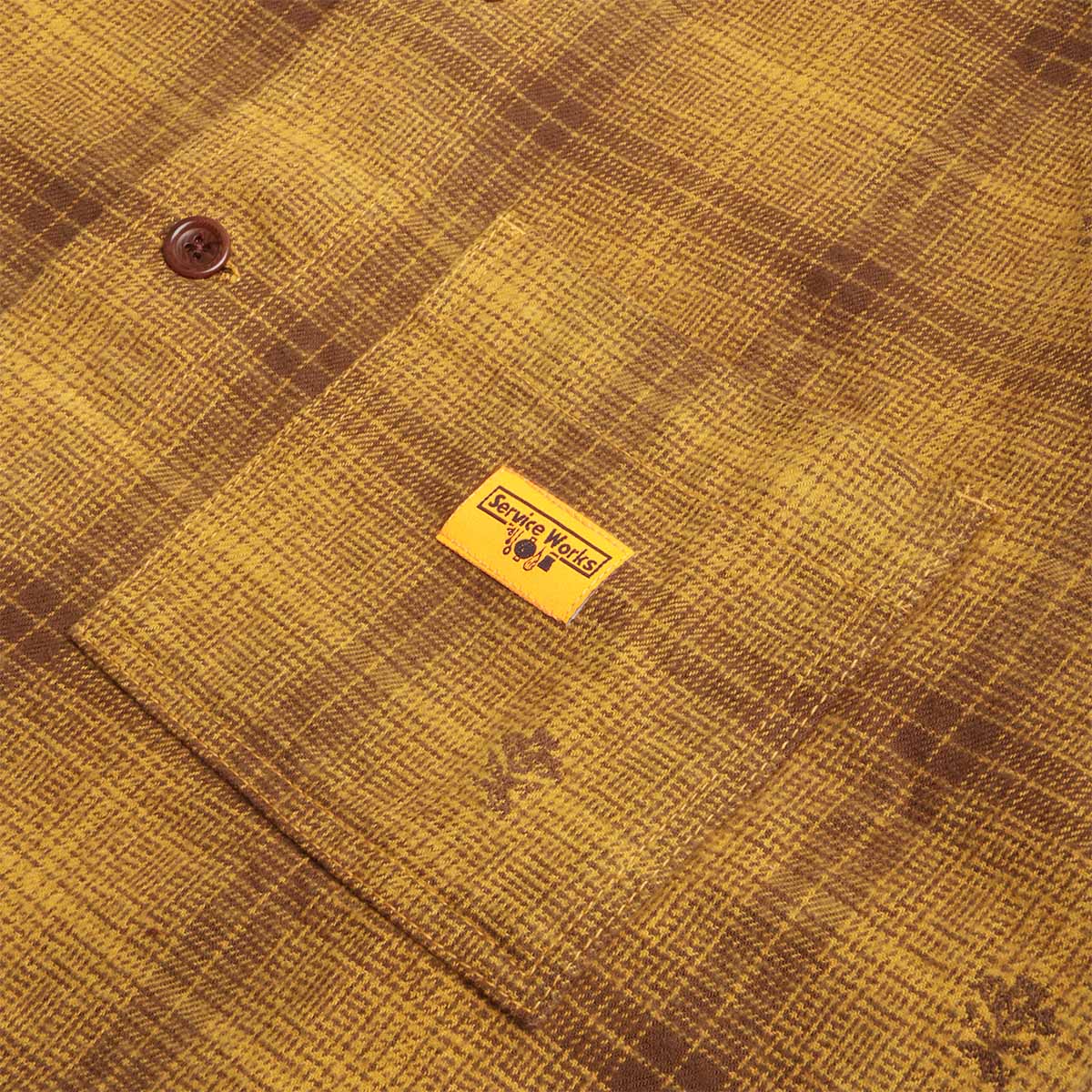main Service Works Thistle Plaid FOH Jacket, Ochre, Detail Shot 3