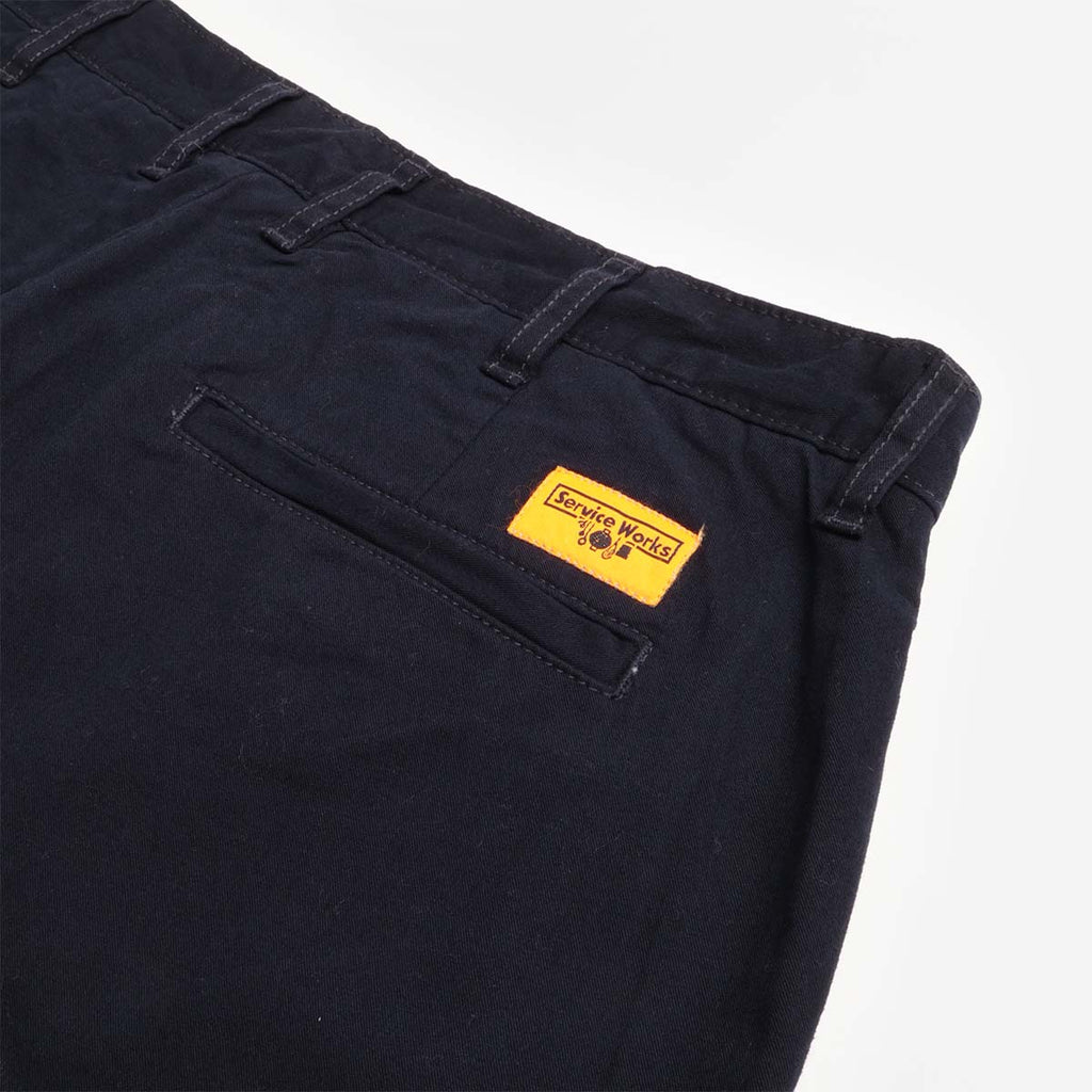 Service Works Twill Part Timer Shorts, Dark Navy, Detail Shot 4