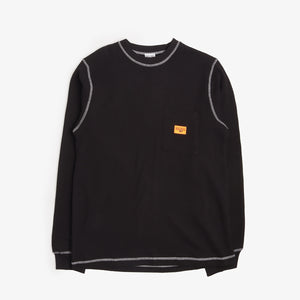 Service Works Waffle Contrast Thermal Long Sleeve T-Shirt - Black
