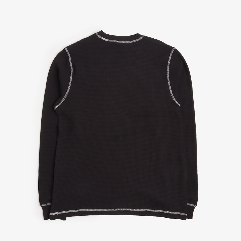 Service Works Waffle Contrast Thermal LS Tee in Black, back view