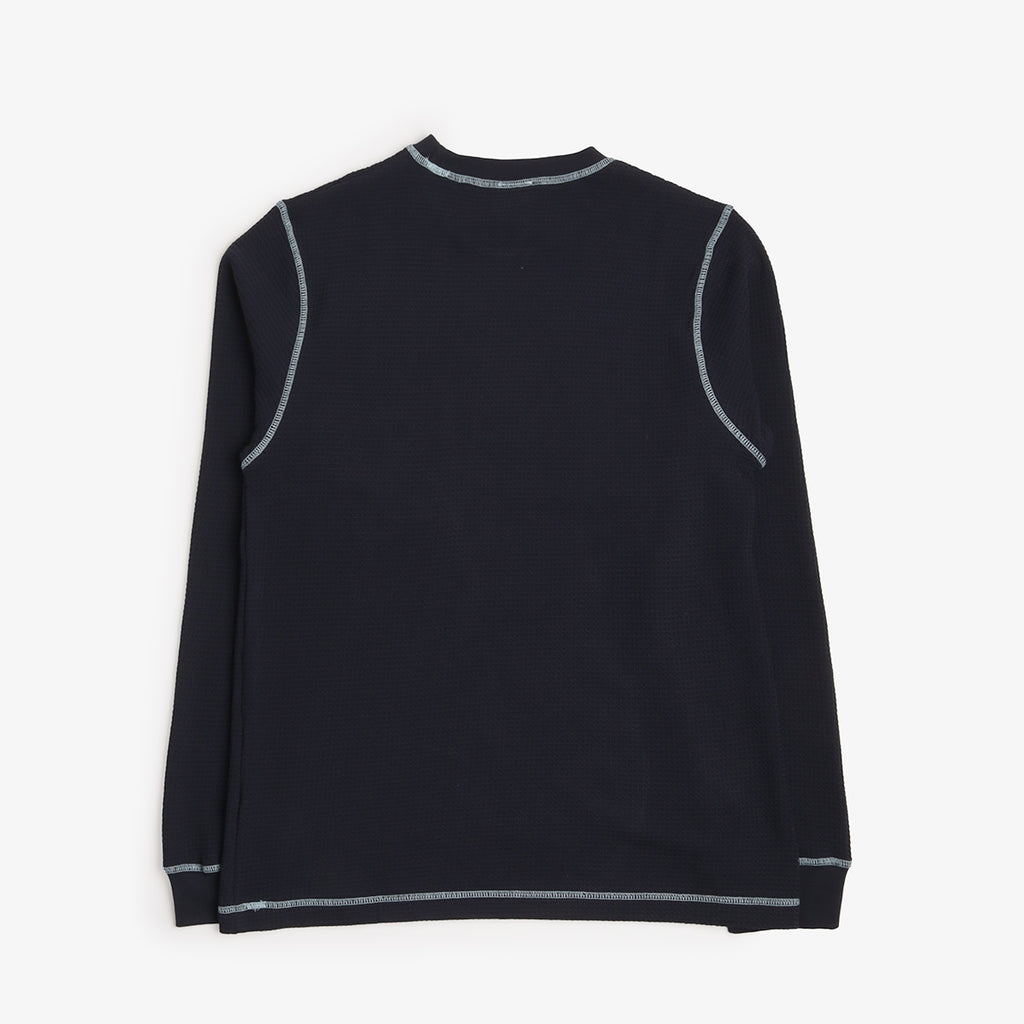 Service Works Waffle Contrast Thermal LS Tee in Navy, back view