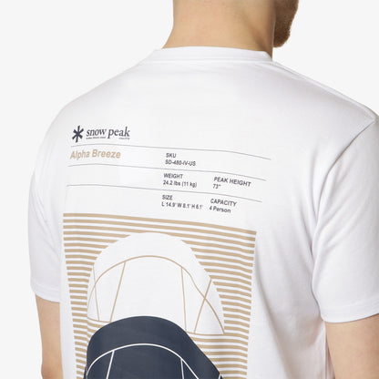 Snow Peak Alpha Breeze Typography T-Shirt, White, Detail Shot 4