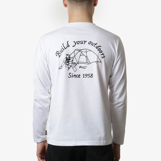 Snow Peak Camping Club Long Sleeve T-Shirt, White, Detail Shot 1