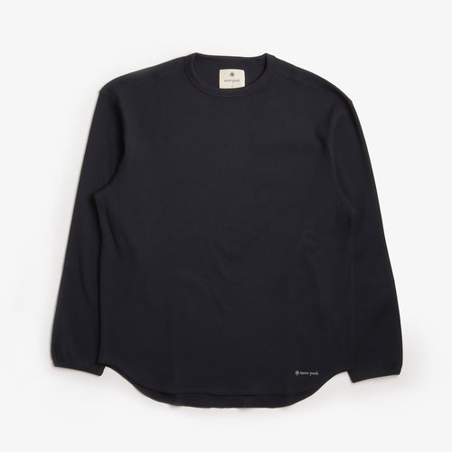 Snow Peak Dry Waffle Long Sleeve T-Shirt, Dark Navy, Detail Shot 1