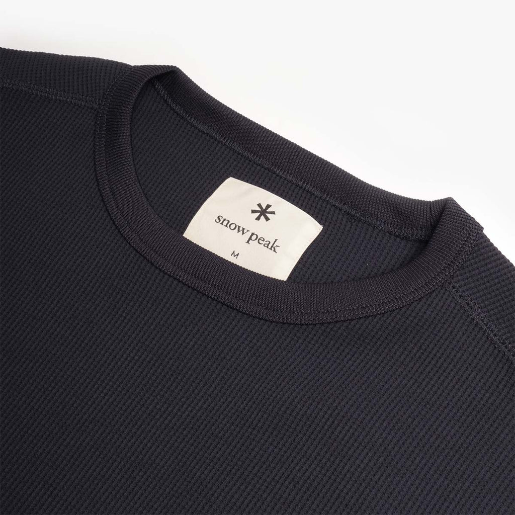 Snow Peak Dry Waffle Long Sleeve T-Shirt, Dark Navy, Detail Shot 3
