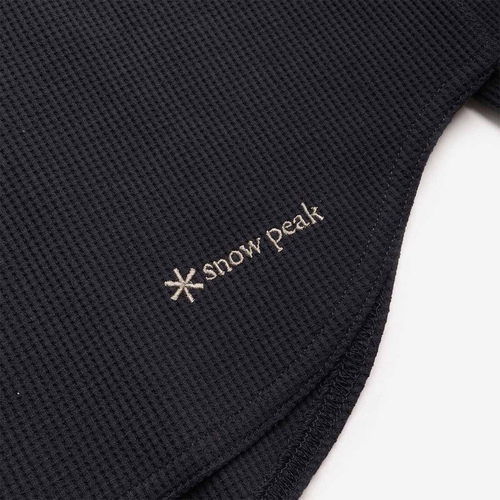 Snow Peak Dry Waffle Long Sleeve T-Shirt, Dark Navy, Detail Shot 4