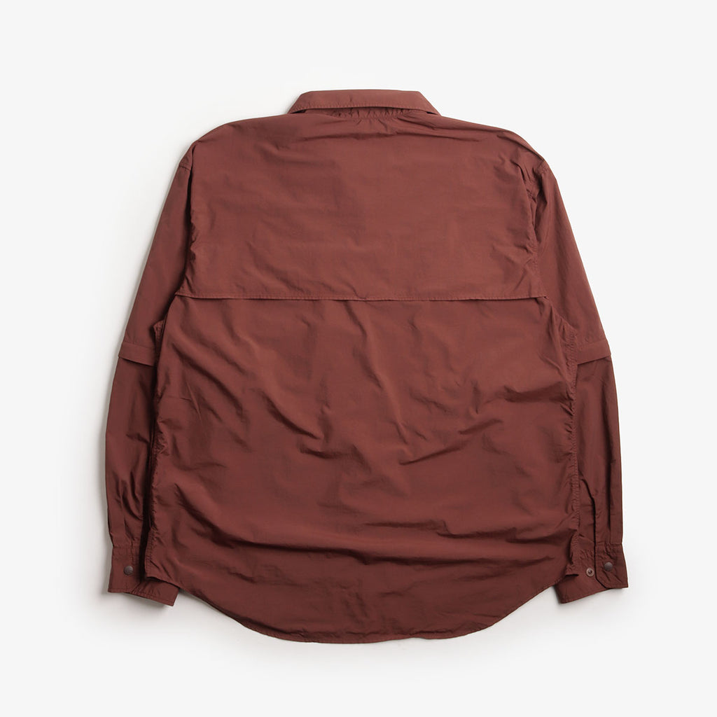 Snow Peak Garment Dyed Convertible Shirt, Brown, Detail Shot 2