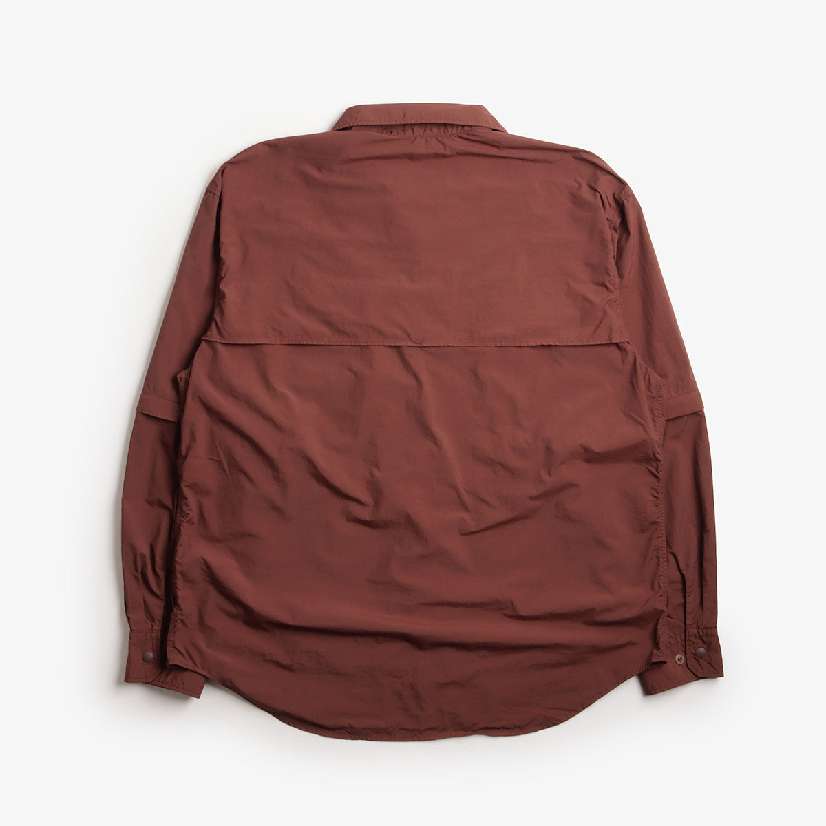 Snow Peak Garment Dyed Convertible Shirt, Brown, Detail Shot 2