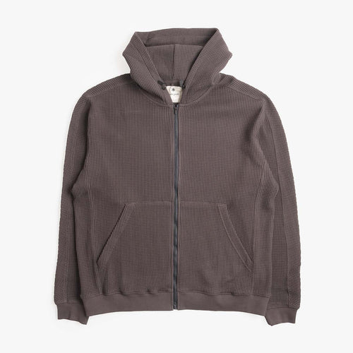 Snow Peak Heavyweight Waffle Zip Parka in Charcoal, front view