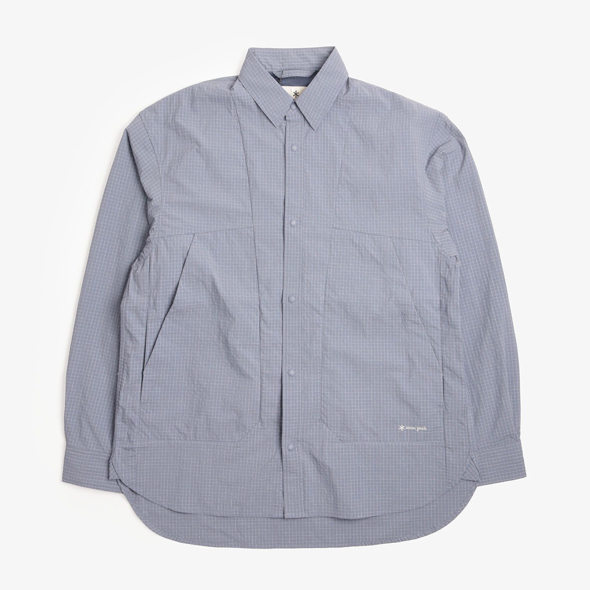 Snow Peak Kasuri Ripstop Shirt in Light Blue, front view