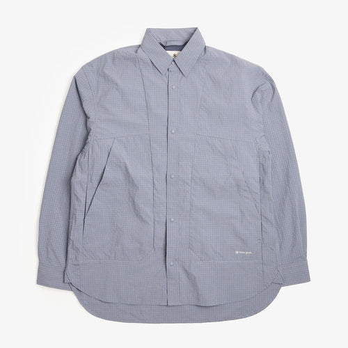 Snow Peak Kasuri Ripstop Shirt in Light Blue, front view