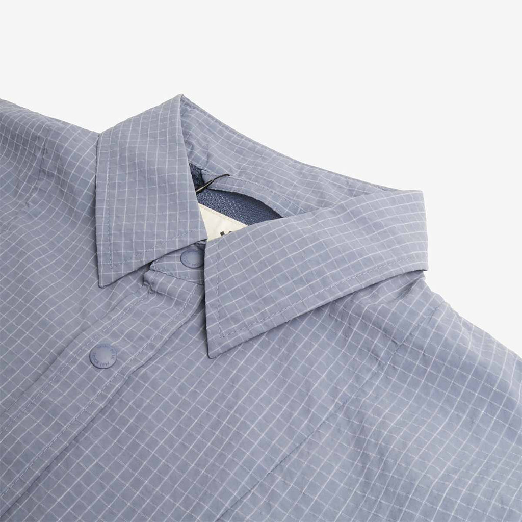 Collar and button placket detail, Snow Peak Kasuri shirt