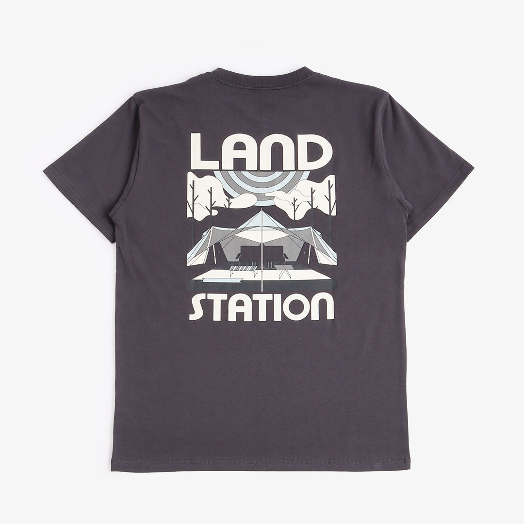 Snow Peak Land Station T-Shirt, Charcoal, Detail Shot 1