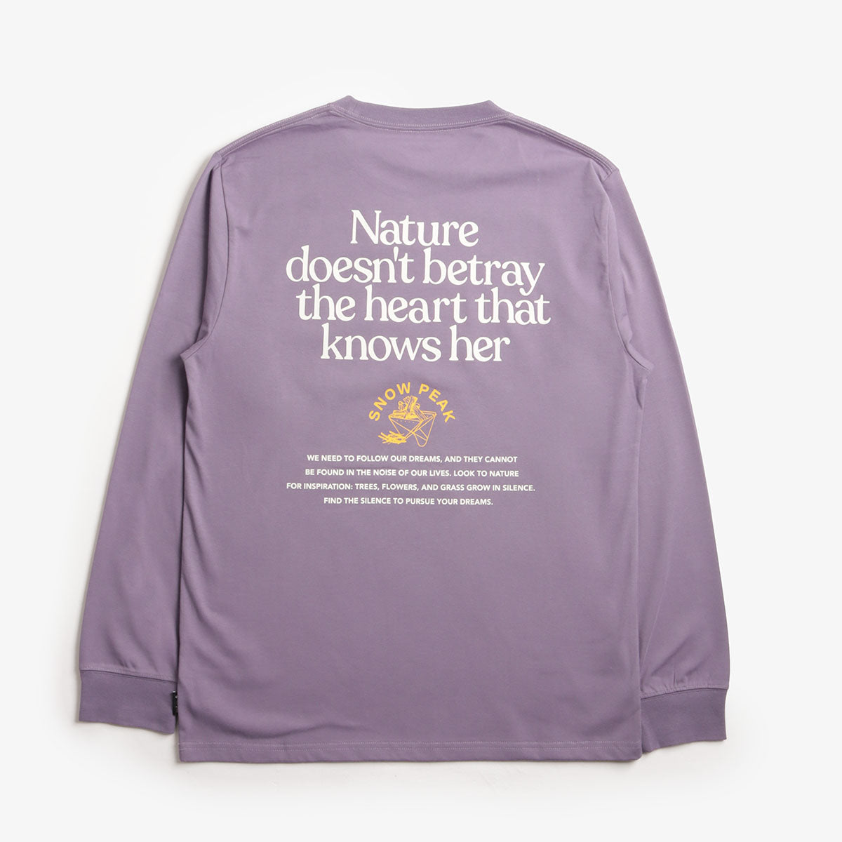 Snow Peak Living With Nature Long Sleeve T-Shirt, Purple, Detail Shot 1