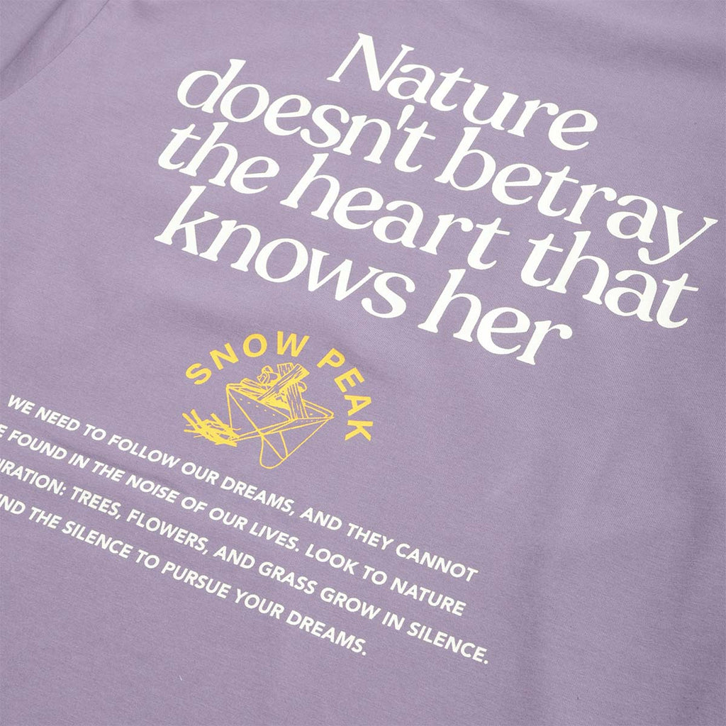 Snow Peak Living With Nature Long Sleeve T-Shirt, Purple, Detail Shot 4