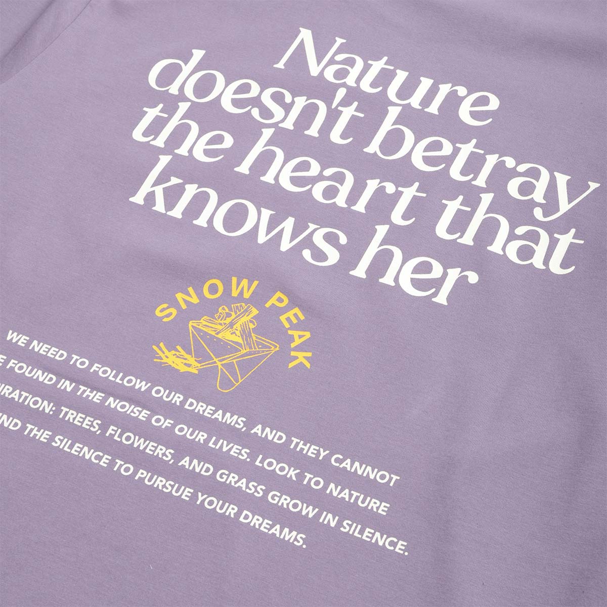 Snow Peak Living With Nature Long Sleeve T-Shirt, Purple, Detail Shot 4