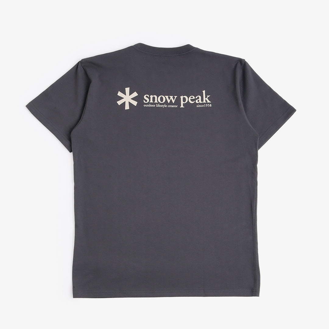 Snow Peak Logo T-Shirt, Charcoal, Detail Shot 1