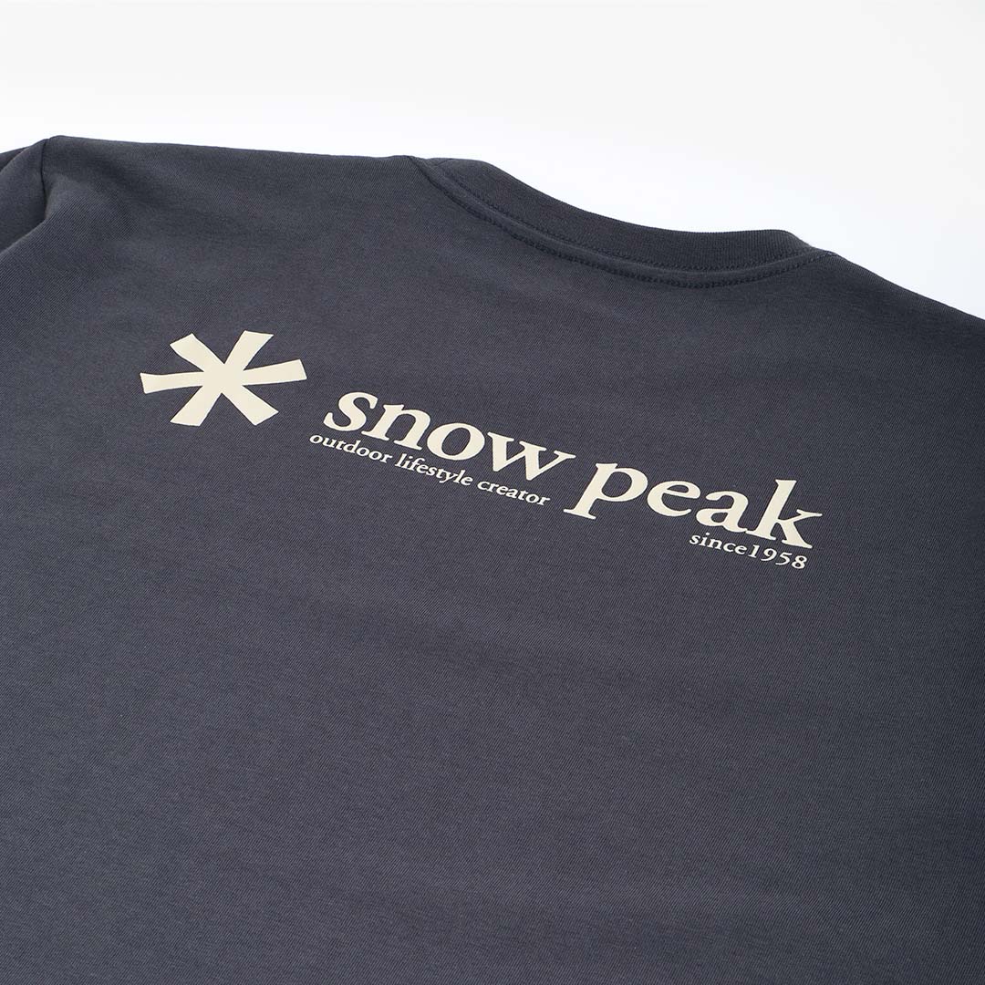 Snow Peak Logo T-Shirt, Charcoal, Detail Shot 4