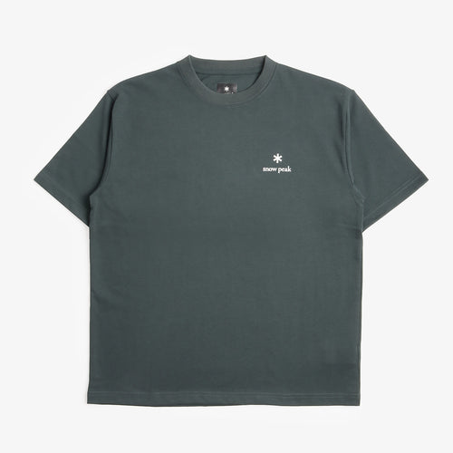 Snow Peak New Standard Logo Tee in Dark Green, front view