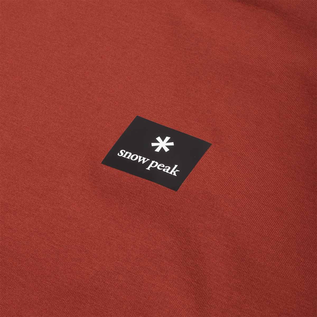 Snow Peak New Standard Square Logo T-Shirt, Light Brown, Detail Shot 3