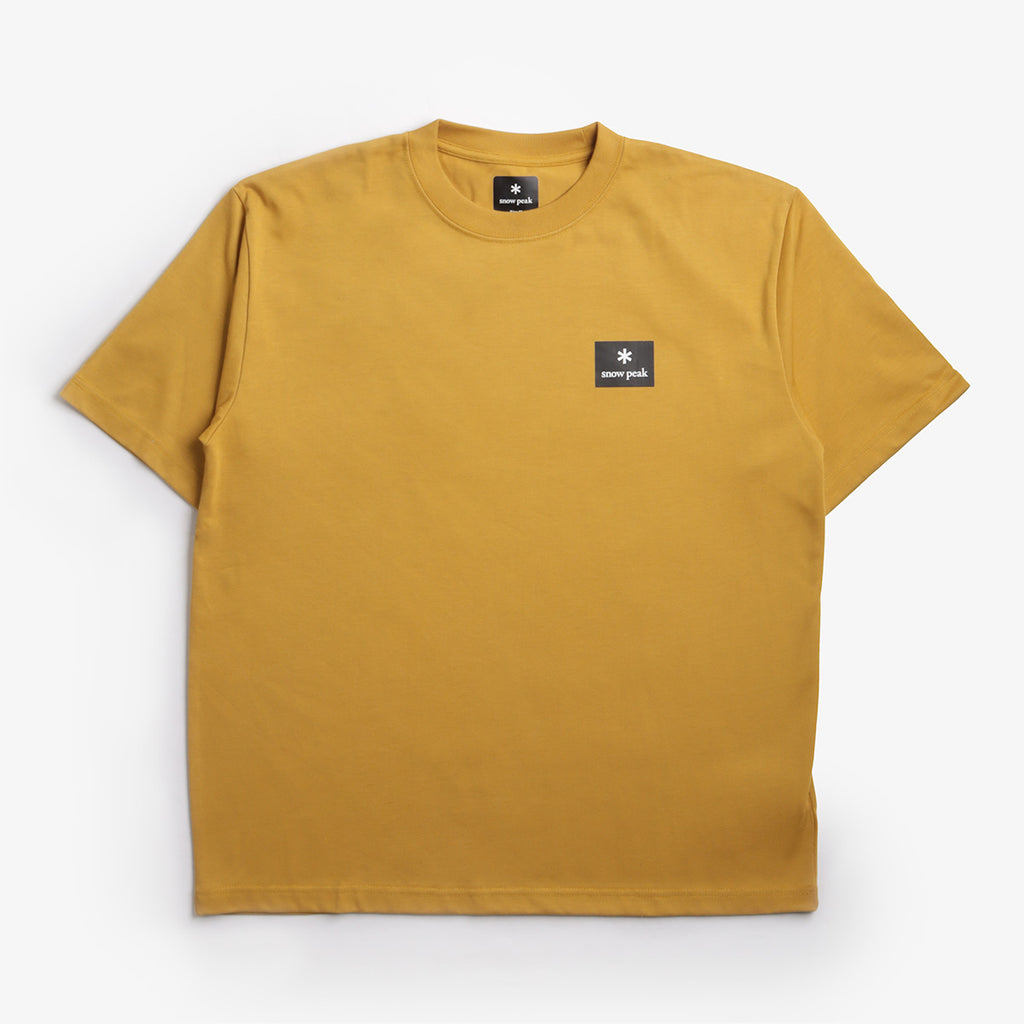 Snow Peak New Standard Square Logo T-Shirt, Yellow, Detail Shot 1