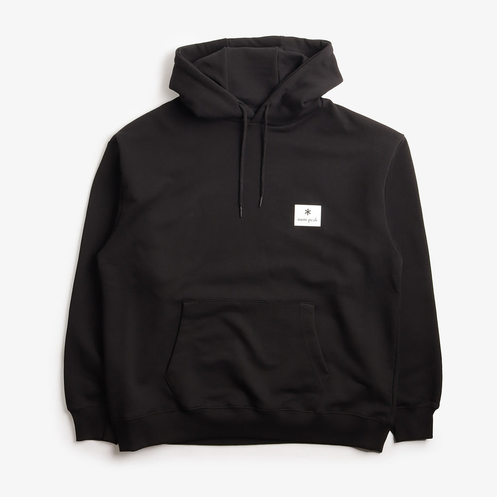 Snow Peak New Standard Square Logo Hoodie, Black, Detail Shot 1