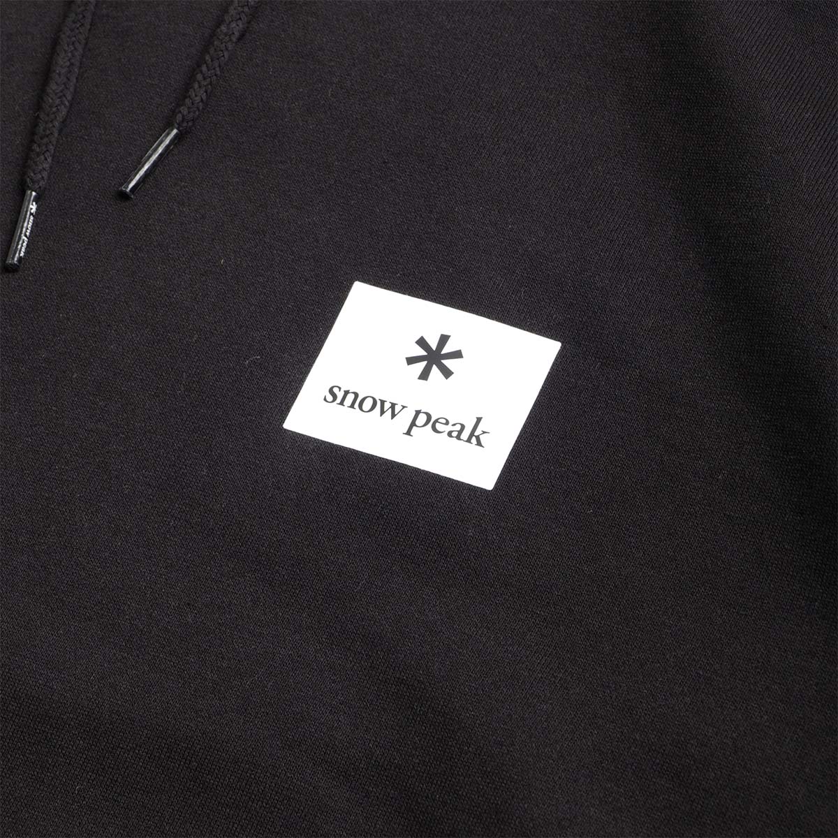 Snow Peak New Standard Square Logo Hoodie, Black, Detail Shot 2