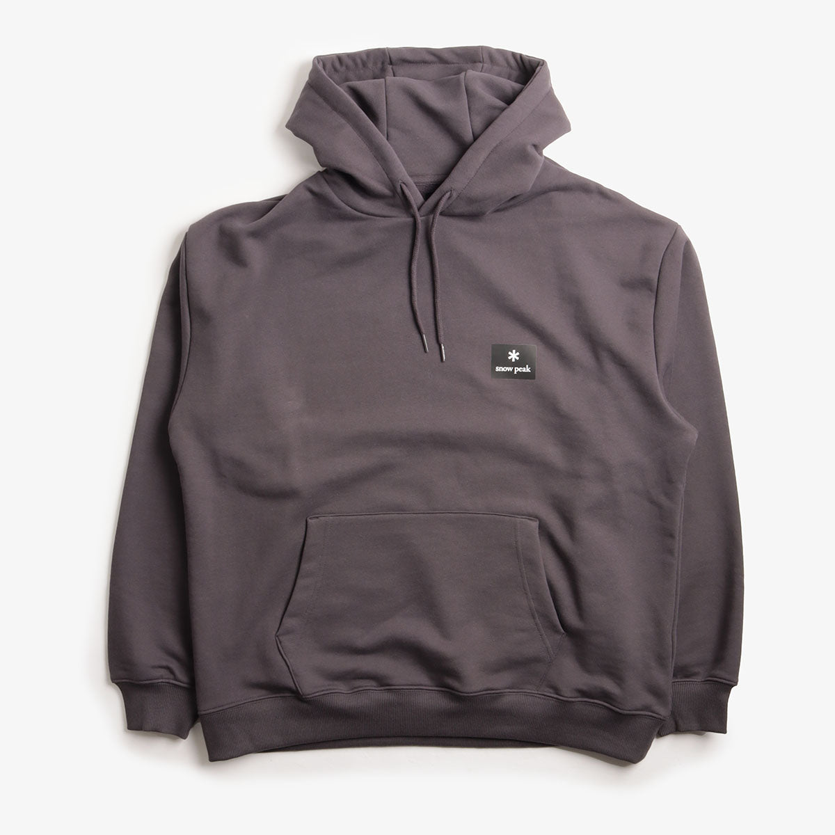 Snow Peak New Standard Square Logo Hoodie, Charcoal, Detail Shot 1