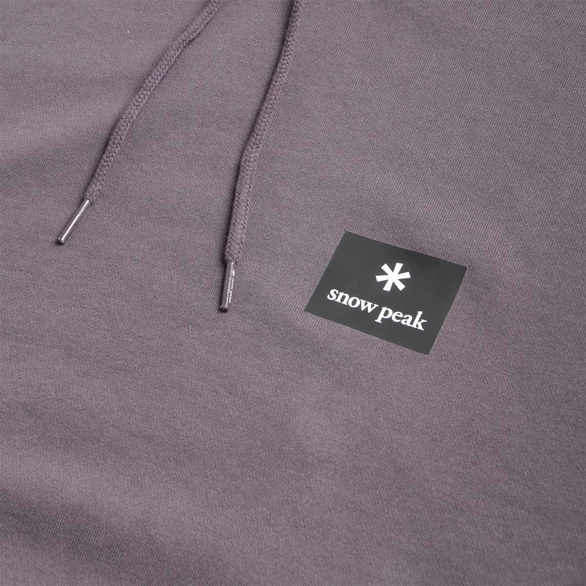 Snow Peak New Standard Square Logo Hoodie, Charcoal, Detail Shot 2