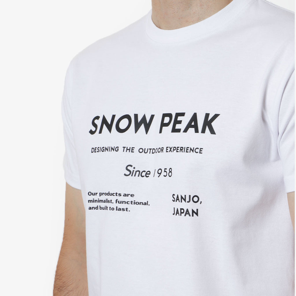 Snow Peak SP Typography T-Shirt, White, Detail Shot 2